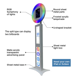 iPad Ringlight Photo Booth with Backlit Advertising Panel (Clearance Sale)