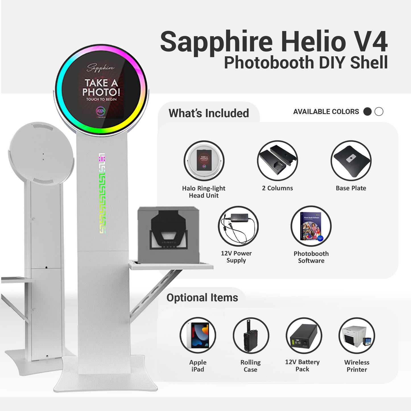 Sapphire Flare iPad Ringlight DIY Photobooth Shell with FREE cloud based Photobooth App