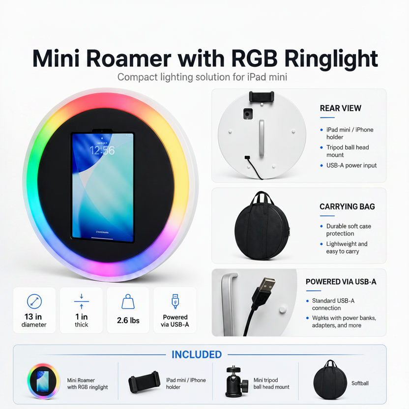 Mini Ring Roamer RGB Mobile Photo Booth for iPad Mini