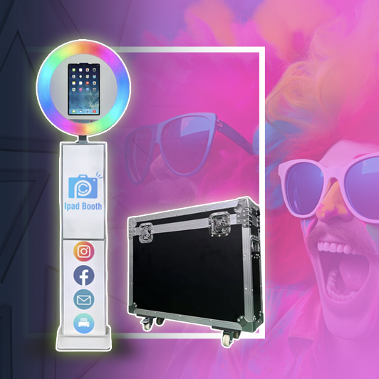 Voyager iPad Ringlight Photo Booth with Backlit Advertising Panel (Clearance Sale)