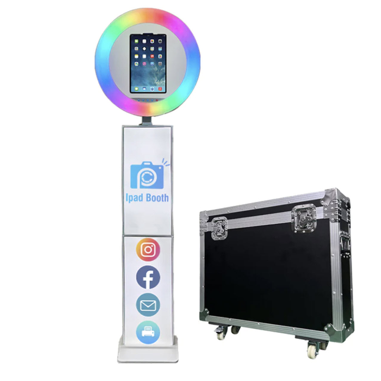 Voyager iPad Ringlight Photo Booth with Backlit Advertising Panel (Clearance Sale)